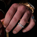 Lab diamond rings with blue stone by Wolfe Gemz, custom ring collection handcrafted NYC