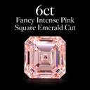 6ct Fancy Intense Pink Square Emerald Cut Lab Diamonds