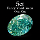5ct Fancy Vivid Green Oval Cut Lab Diamonds