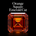 Orange Square Emerald Cut Lab Diamonds