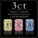 3ct Fancy Color Rectangular Cut Lab Diamonds