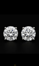 Round Shaped Diamond Earrings – 14K White Gold