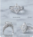 Custom Platinum Ring with 3ct E color VVS2 clarity Marquise center lab diamond