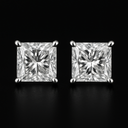 Princess Shaped Diamond Earrings – 14K Gold
