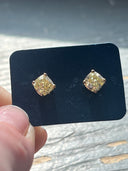 Cushion Cut Fancy Yellow Lab Grown Diamond Stud Earrings- 2ctw Gold